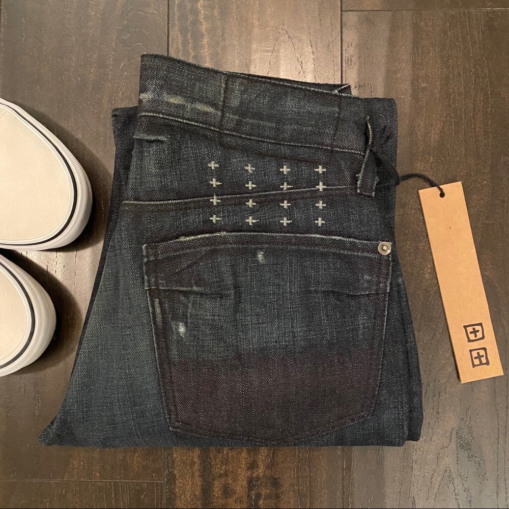 Ksubi Men's Straight Jeans in Dark Indigo with Faded Black Wash